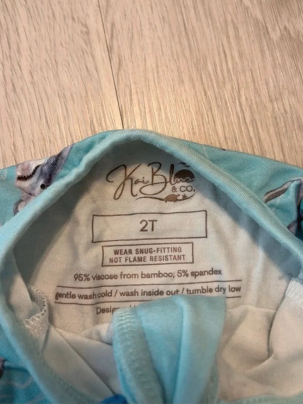 Bamboo Kids Light Blue Shark-Print Footie Pajamas